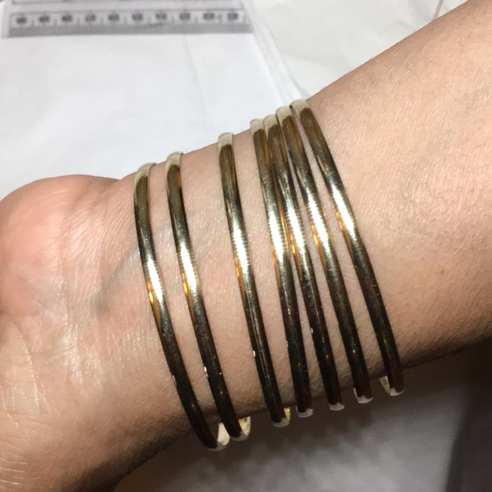 New 14k Solid Gold 7 Bangle Bracelets - image 1